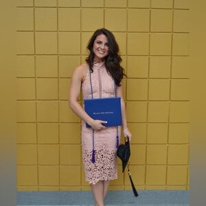 Lulus high neck lace midi- Divine Destiny halter